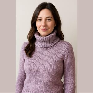 Talbots Lavender Wool Silk Blend Cowl Neck Sweater Small Petite